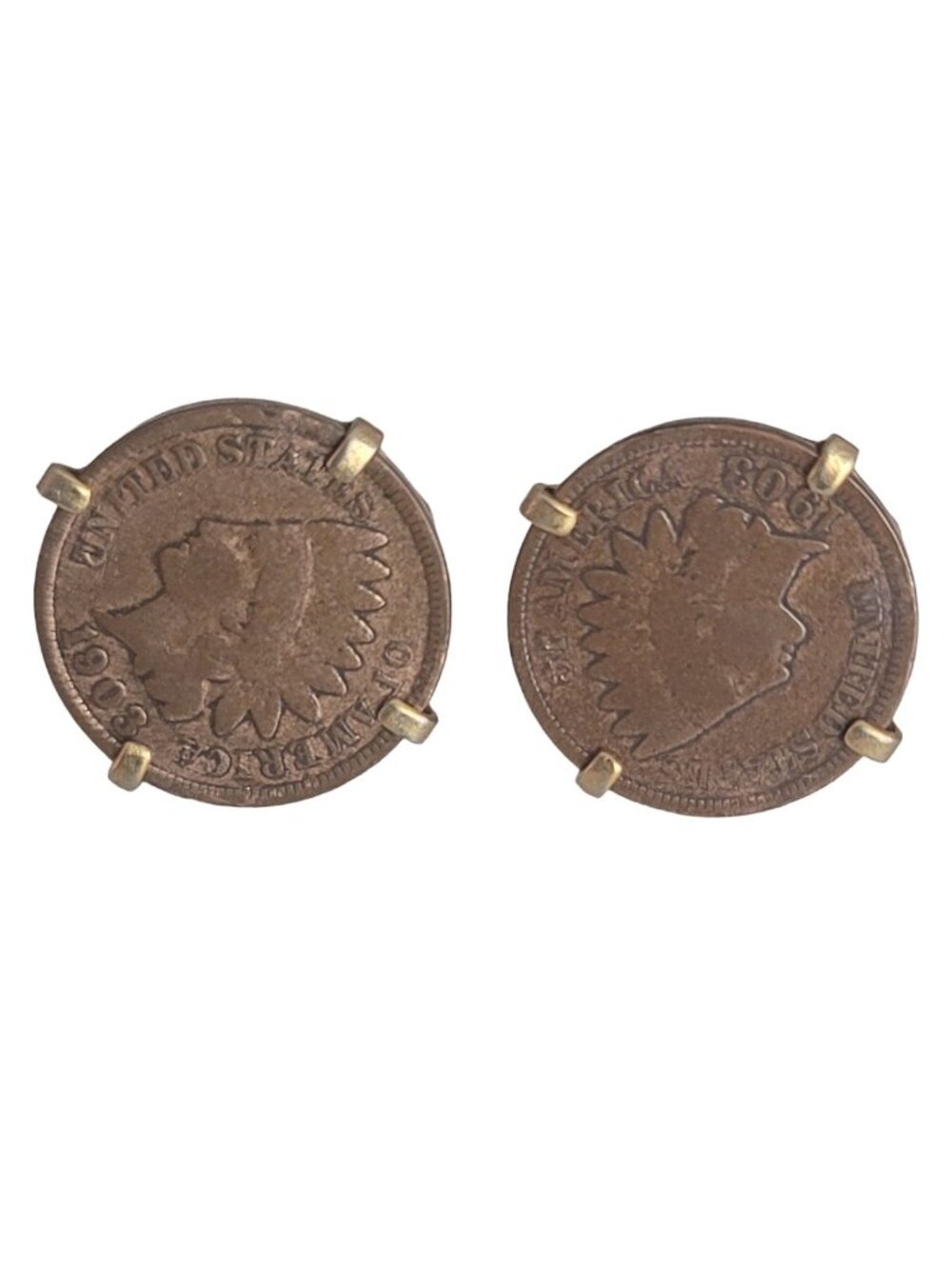 1903 Copper Indian Head US Coin Penny Cufflinks K372